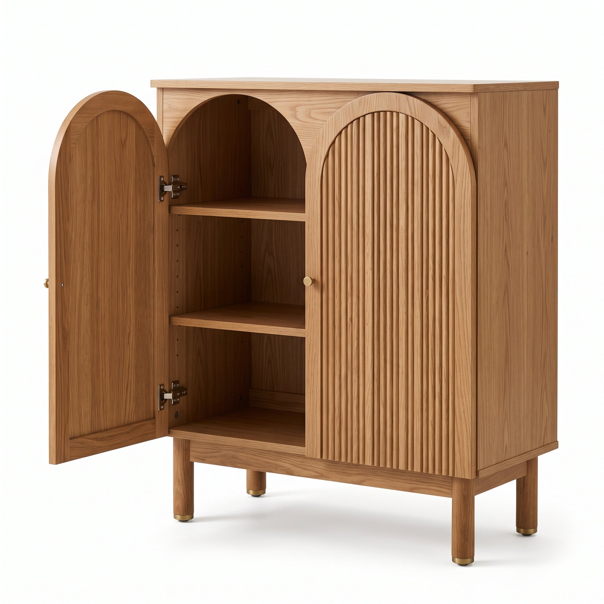 Nova Fluted Accent Cabinet – Modern Statement Storage Piece with Elegant Wood Texture and Hidden Storage